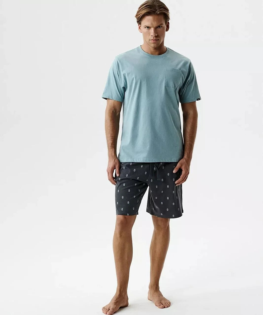 Nmp-402 - azzurro - pigiama corto da uomo – morbidezza