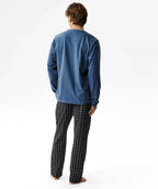 Nmp-404 - pigiama lungo da uomo in cotone effetto pesca