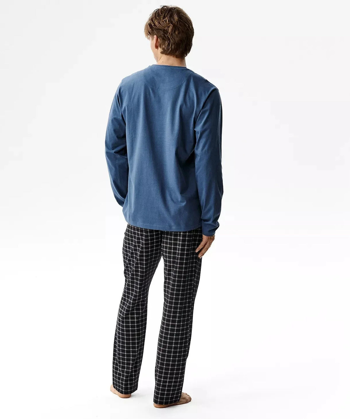 Nmp-404 - pigiama lungo da uomo in cotone effetto pesca