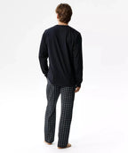 Nmp-404 - pigiama lungo da uomo in cotone effetto pesca