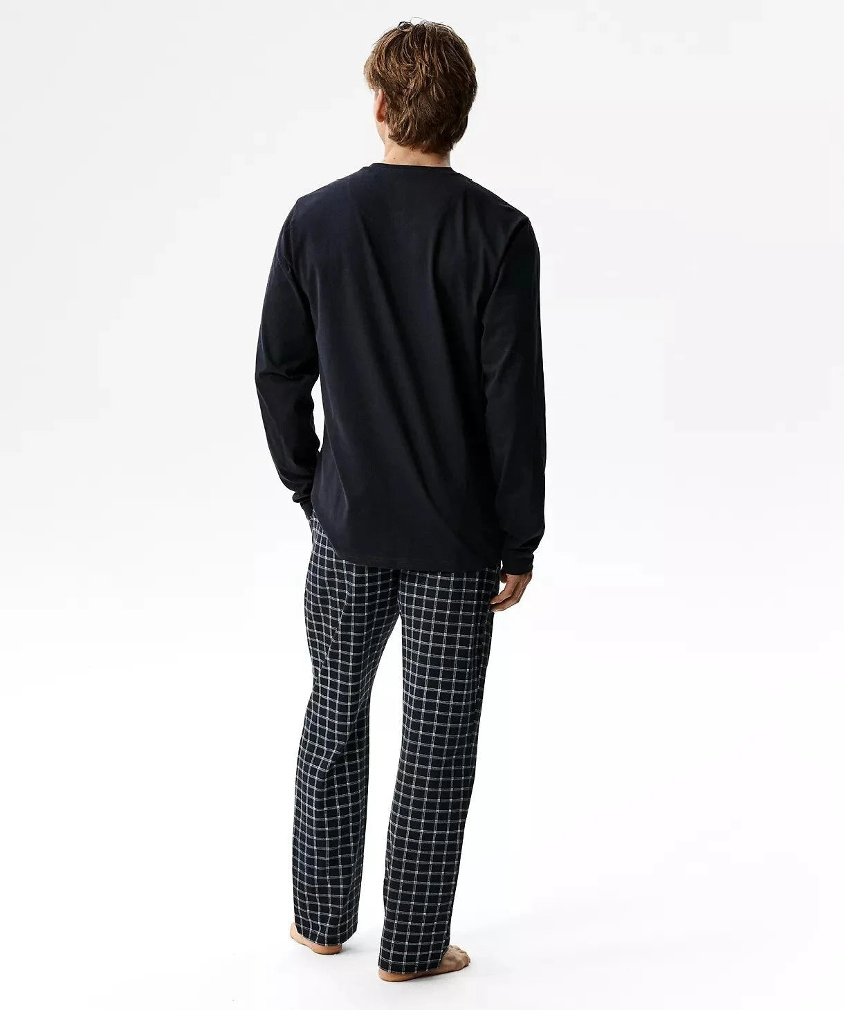 Nmp-404 - pigiama lungo da uomo in cotone effetto pesca