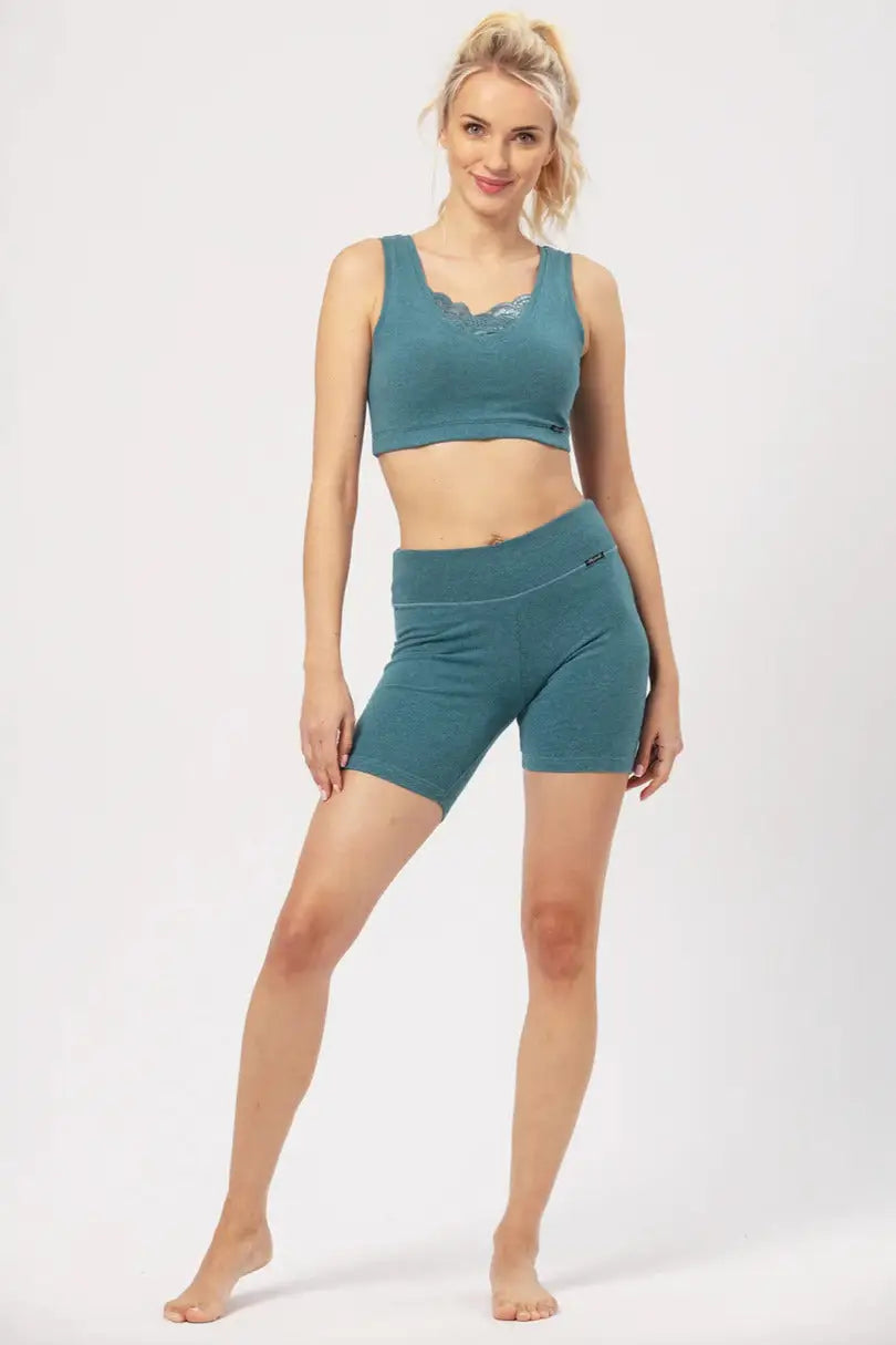 Pantaloncini donna a gamba lunga in cotone elasticizzato