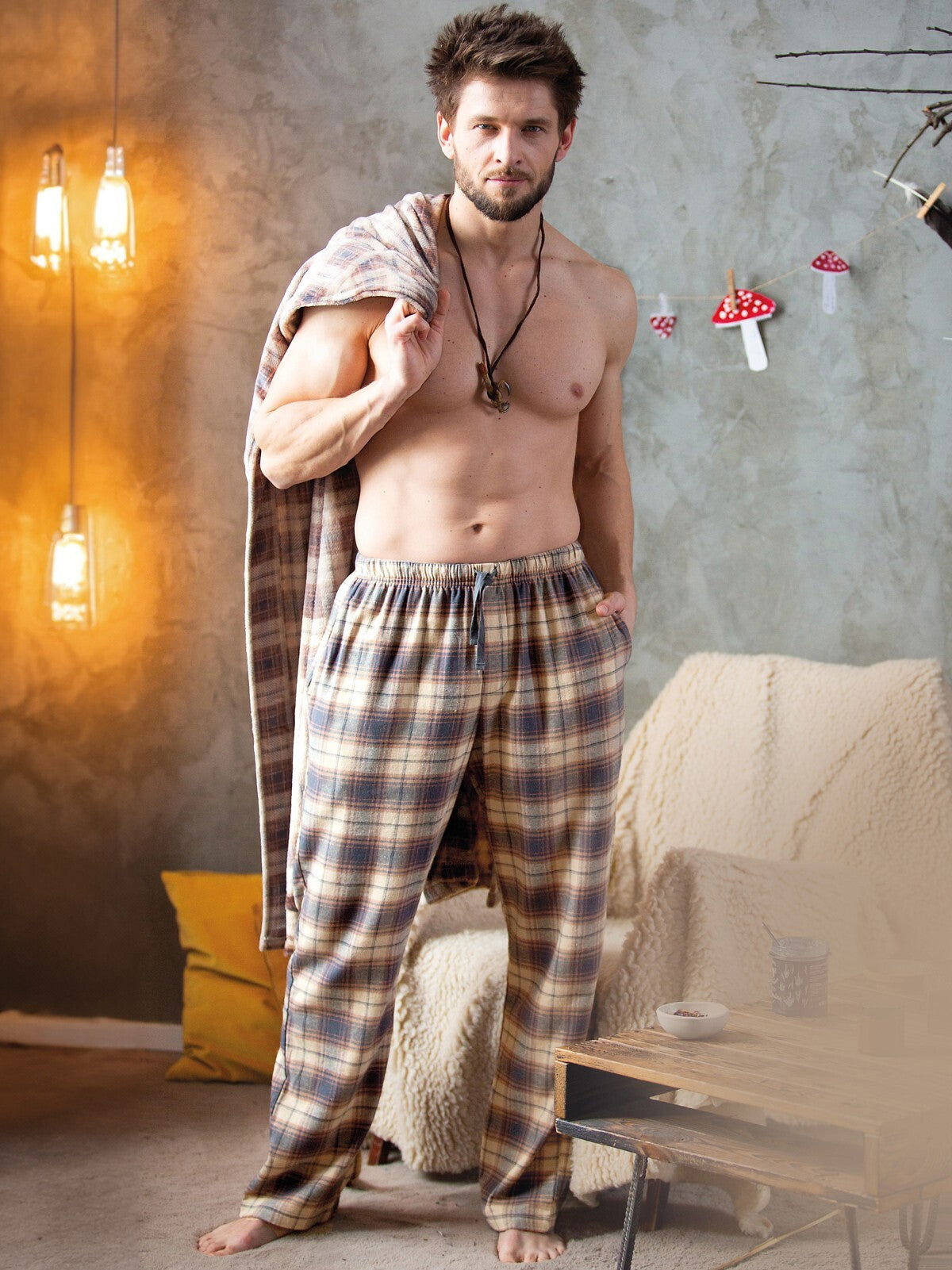 Pantaloni pigiama da uomo | 100% flanella di cotone | mht