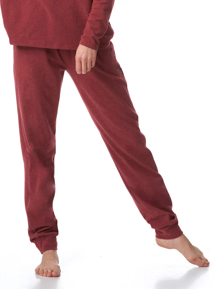Pantaloni pigiama da donna classici in cotone felpato - hot
