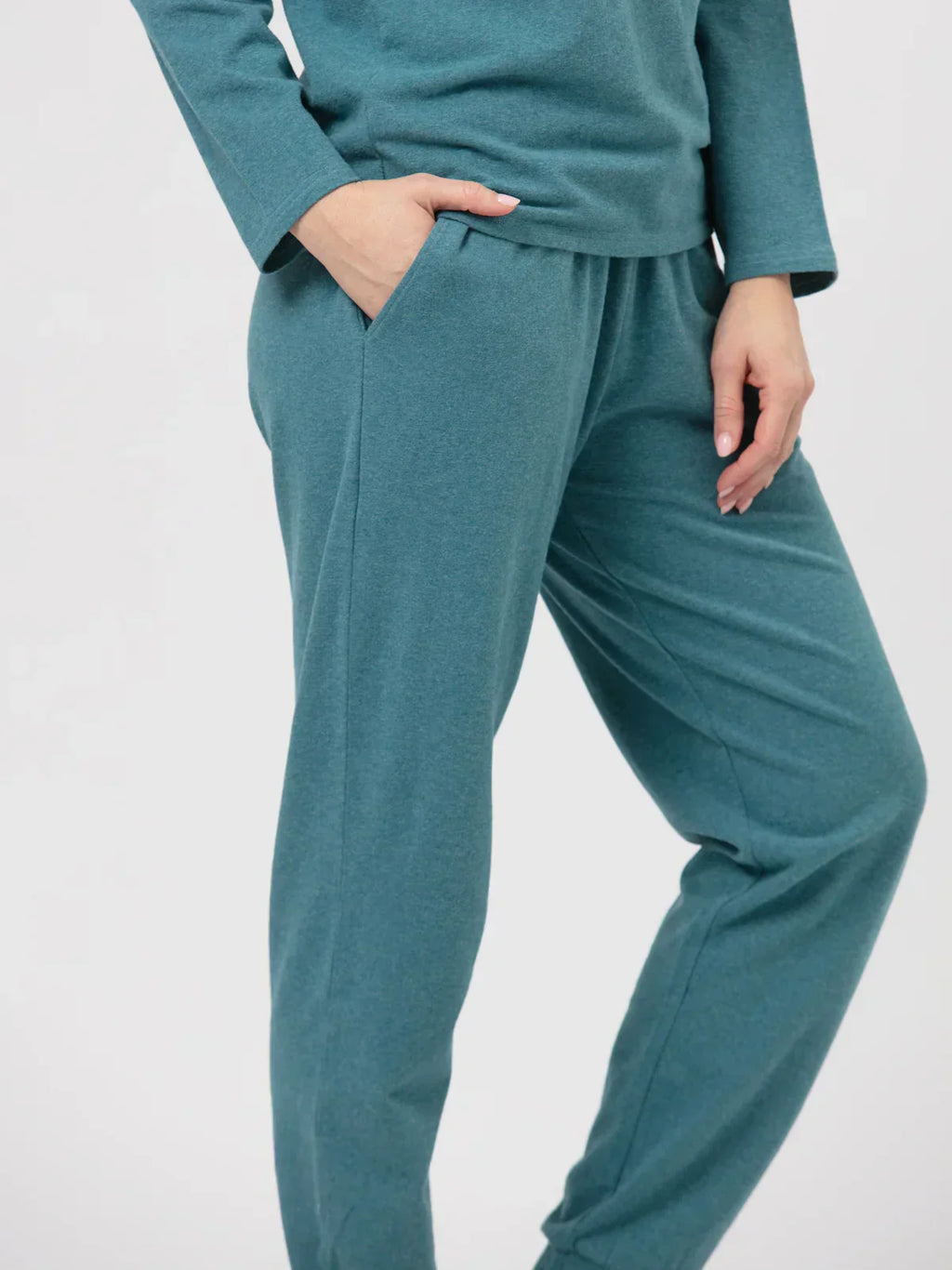 Pantaloni pigiama da donna classici in cotone felpato - hot