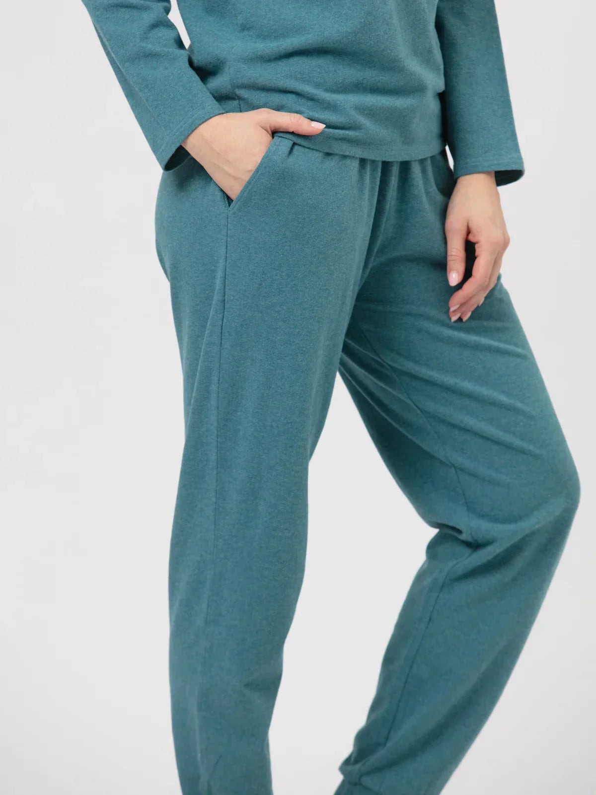 Pantaloni pigiama da donna classici in cotone felpato - hot