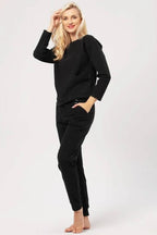 Pantaloni pigiama da donna classici in cotone felpato - hot