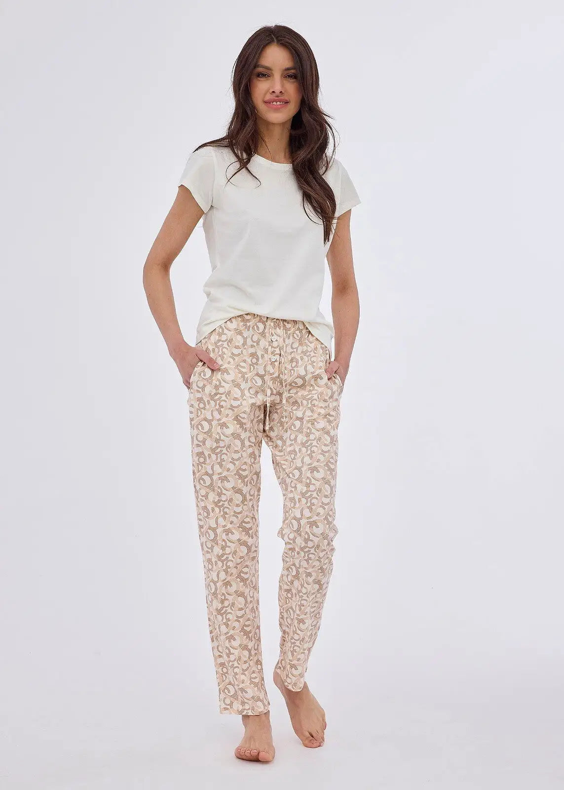 Pantaloni pigiama lunghi da donna in 100% cotone - 690/41