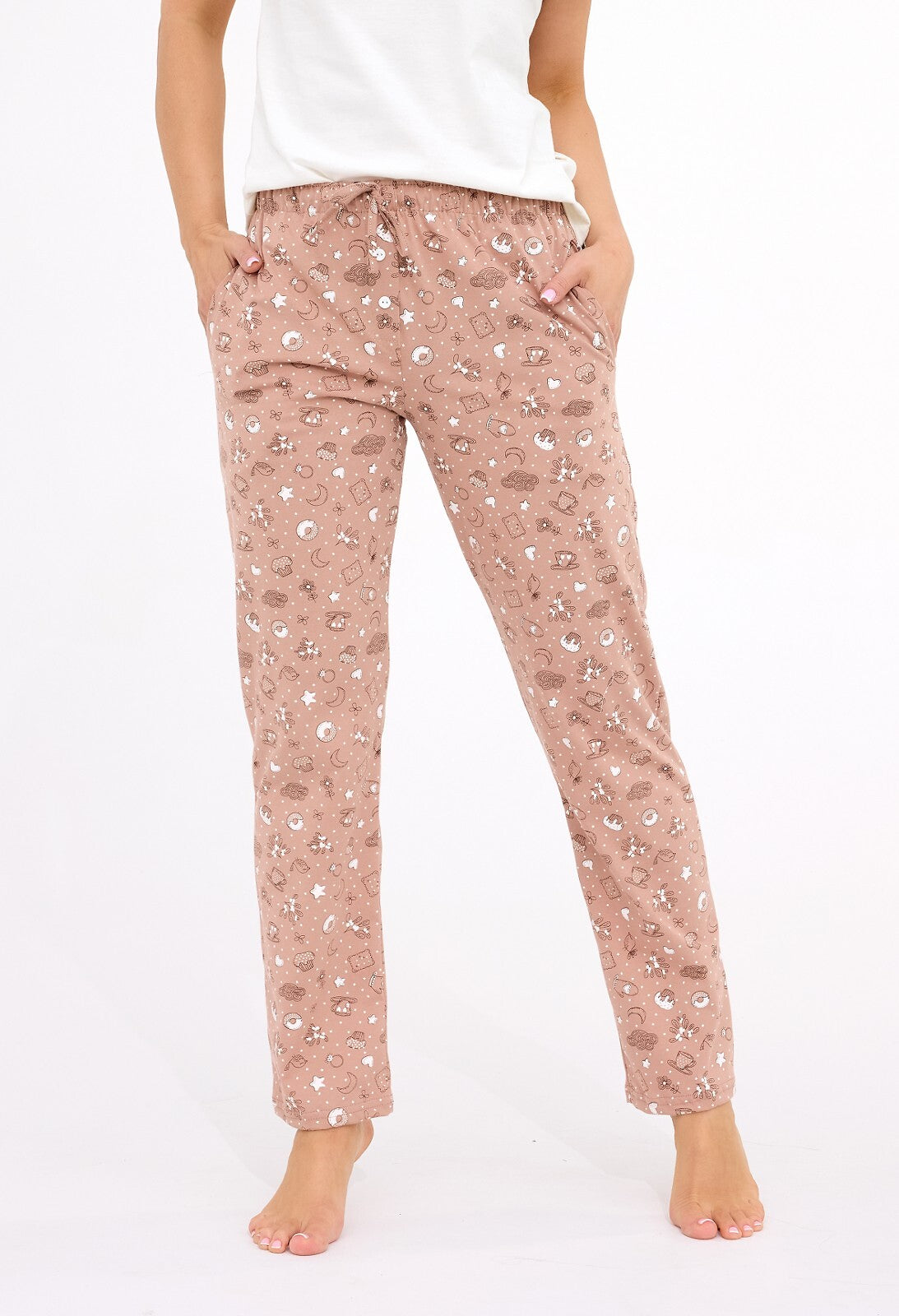 Pantaloni pigiama lunghi da donna in 100% cotone - 690/46