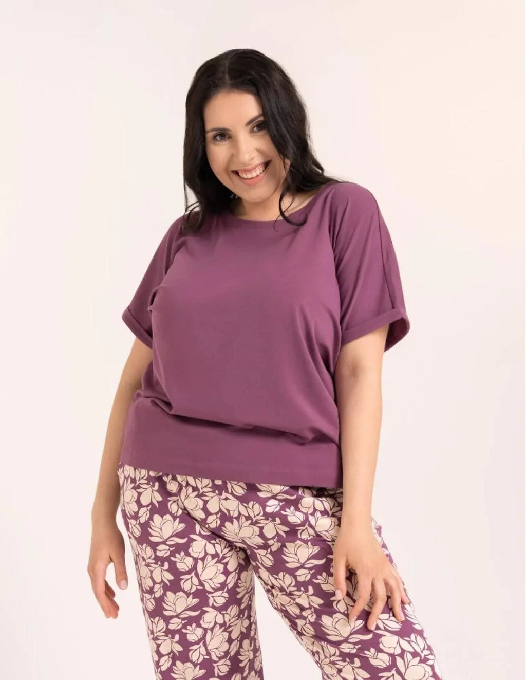 (pdd4500-015) pigiama da donna in cotone con maglia