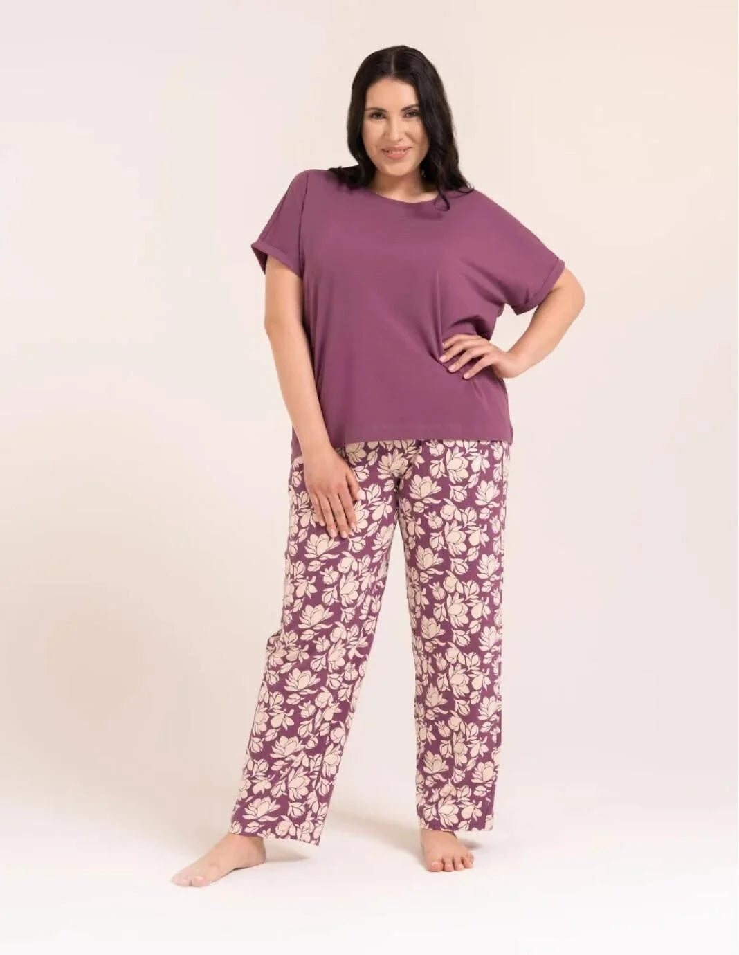 (pdd4500-015) pigiama da donna in cotone con maglia