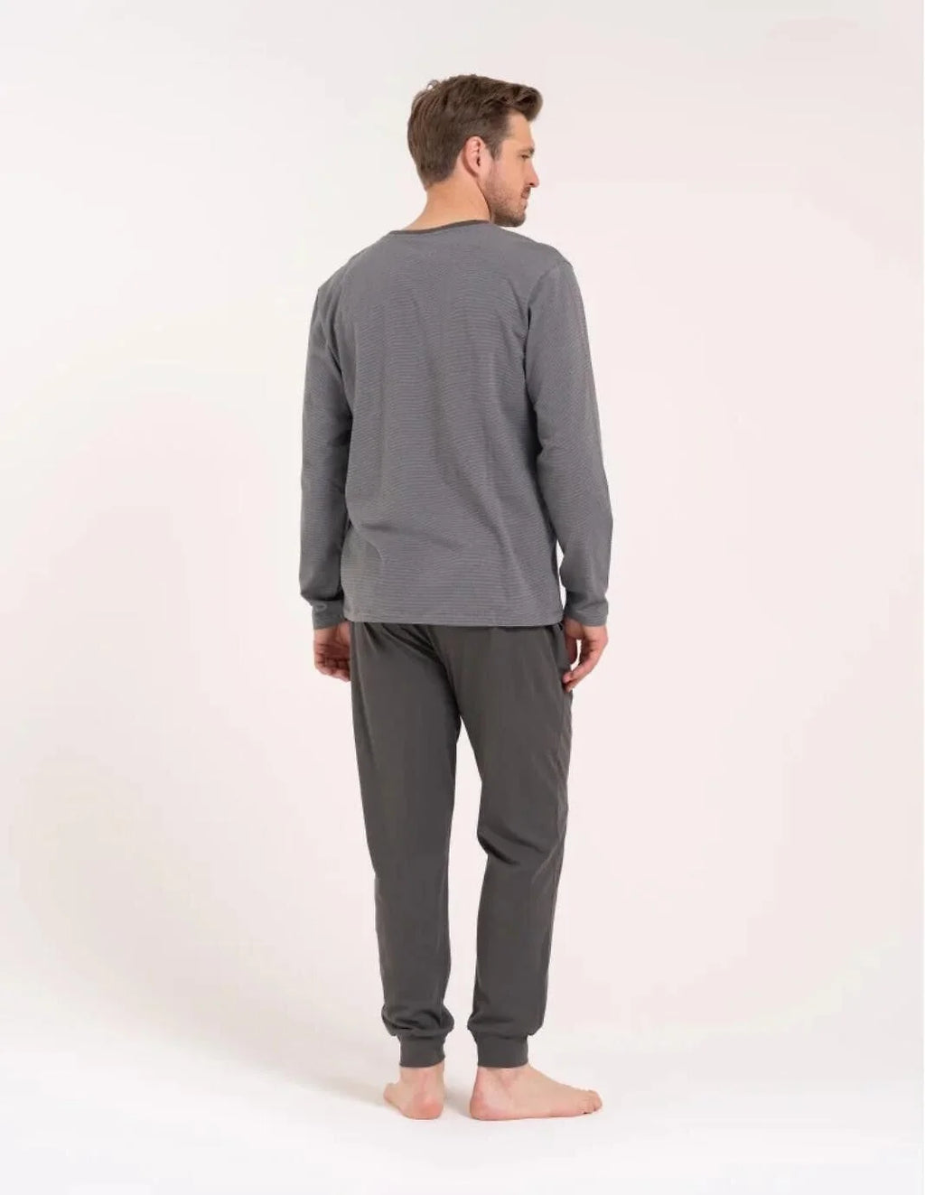 (pdm4600-021) pigiama da uomo in cotone con maglia a righe