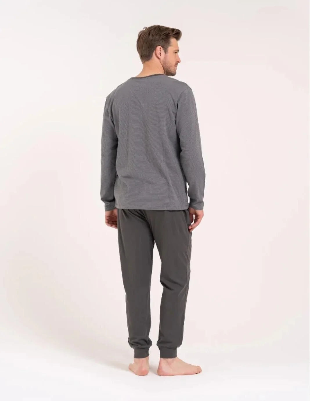 (pdm4600-021) pigiama da uomo in cotone con maglia a righe