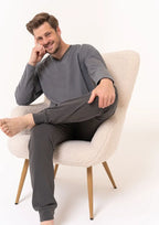 (pdm4600-021) pigiama da uomo in cotone con maglia a righe