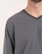(pdm4600-021) pigiama da uomo in cotone con maglia a righe