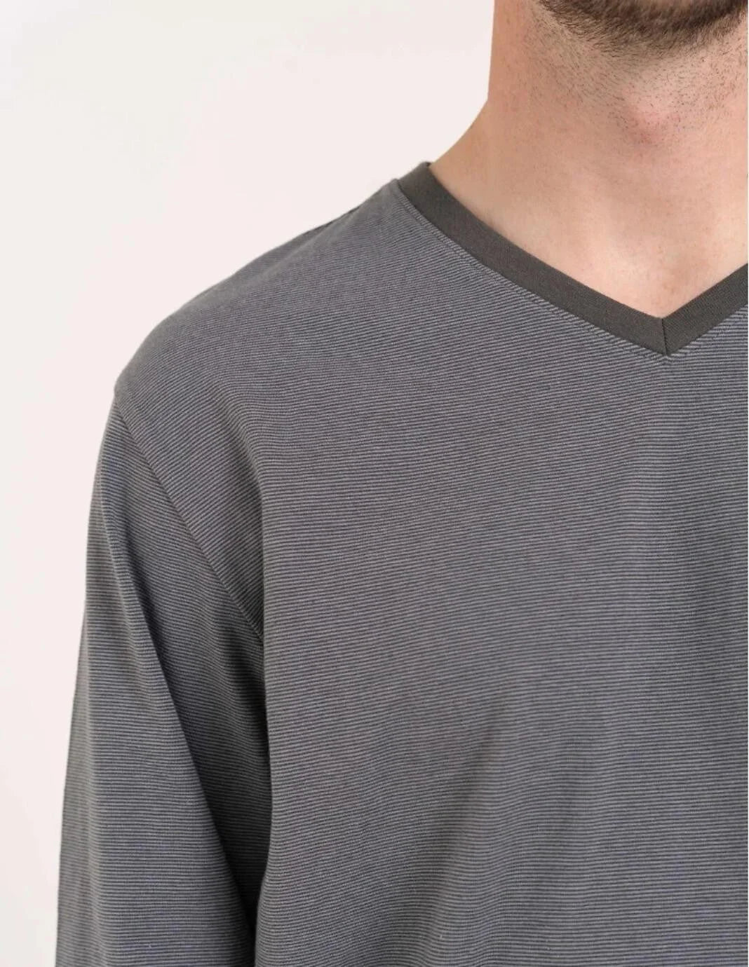 (pdm4600-021) pigiama da uomo in cotone con maglia a righe
