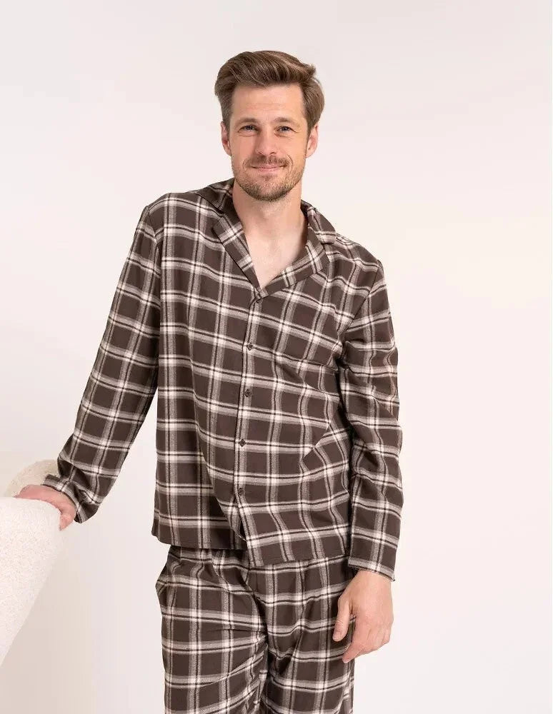 Pdm5700-003 - pigiama lungo da uomo in flanella di cotone