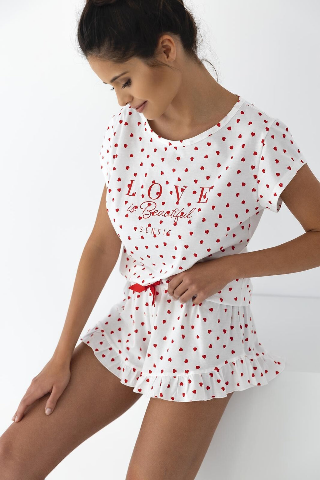 Pigiam donna corto - sweet love - justine - 100% cotone