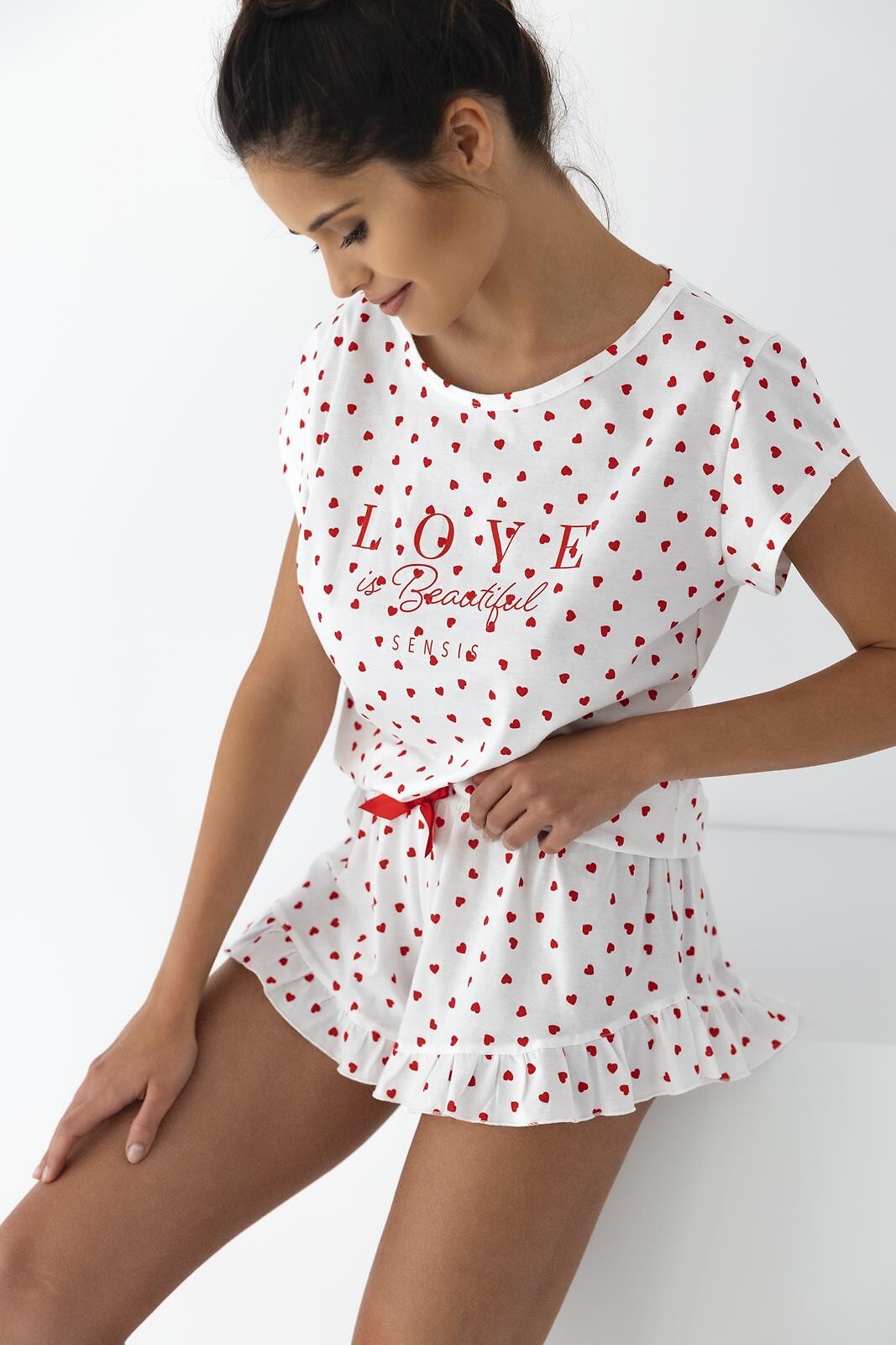 Pigiam donna corto - sweet love - justine - 100% cotone