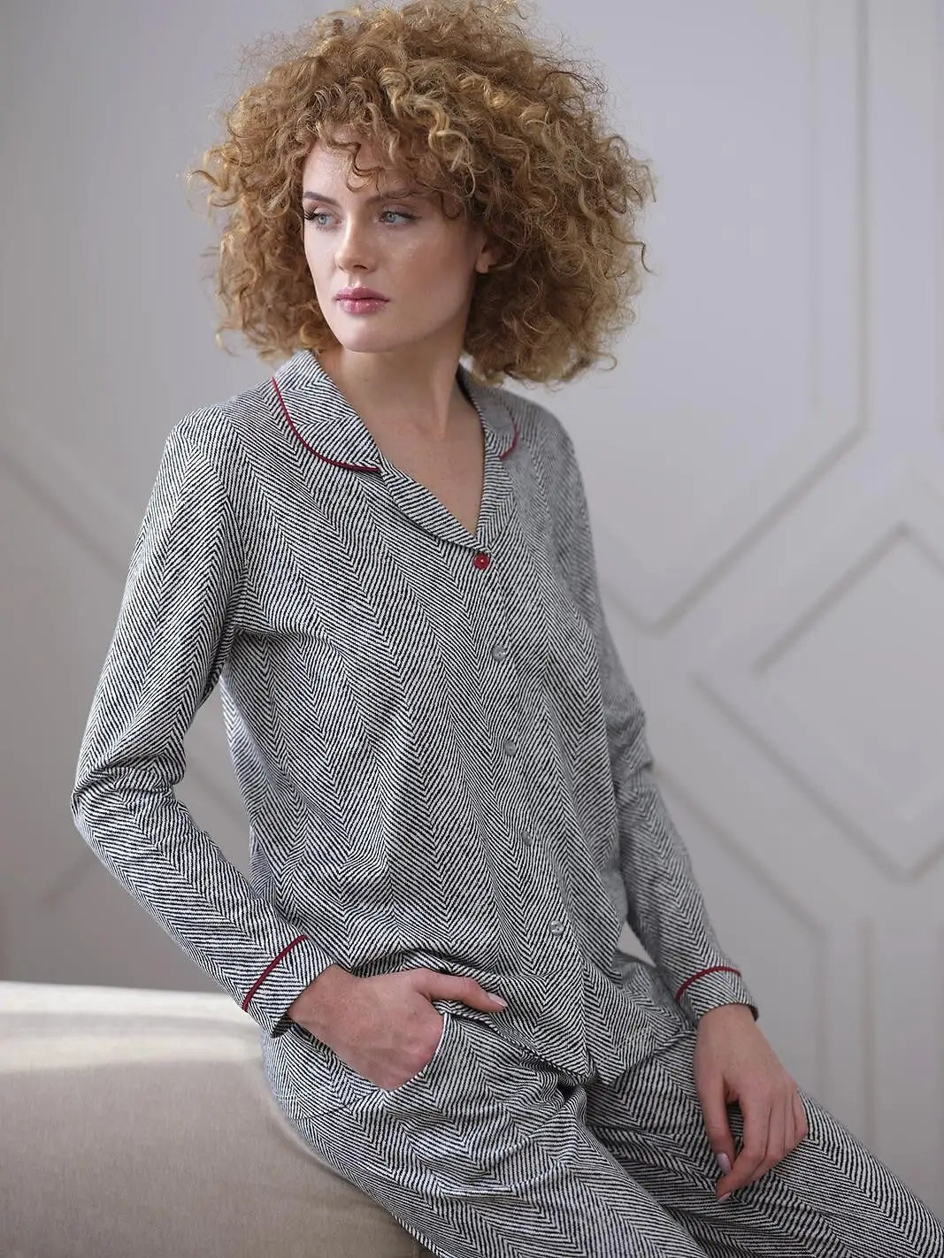 Pigiama aperto da donna in 100% cotone di alta qualità