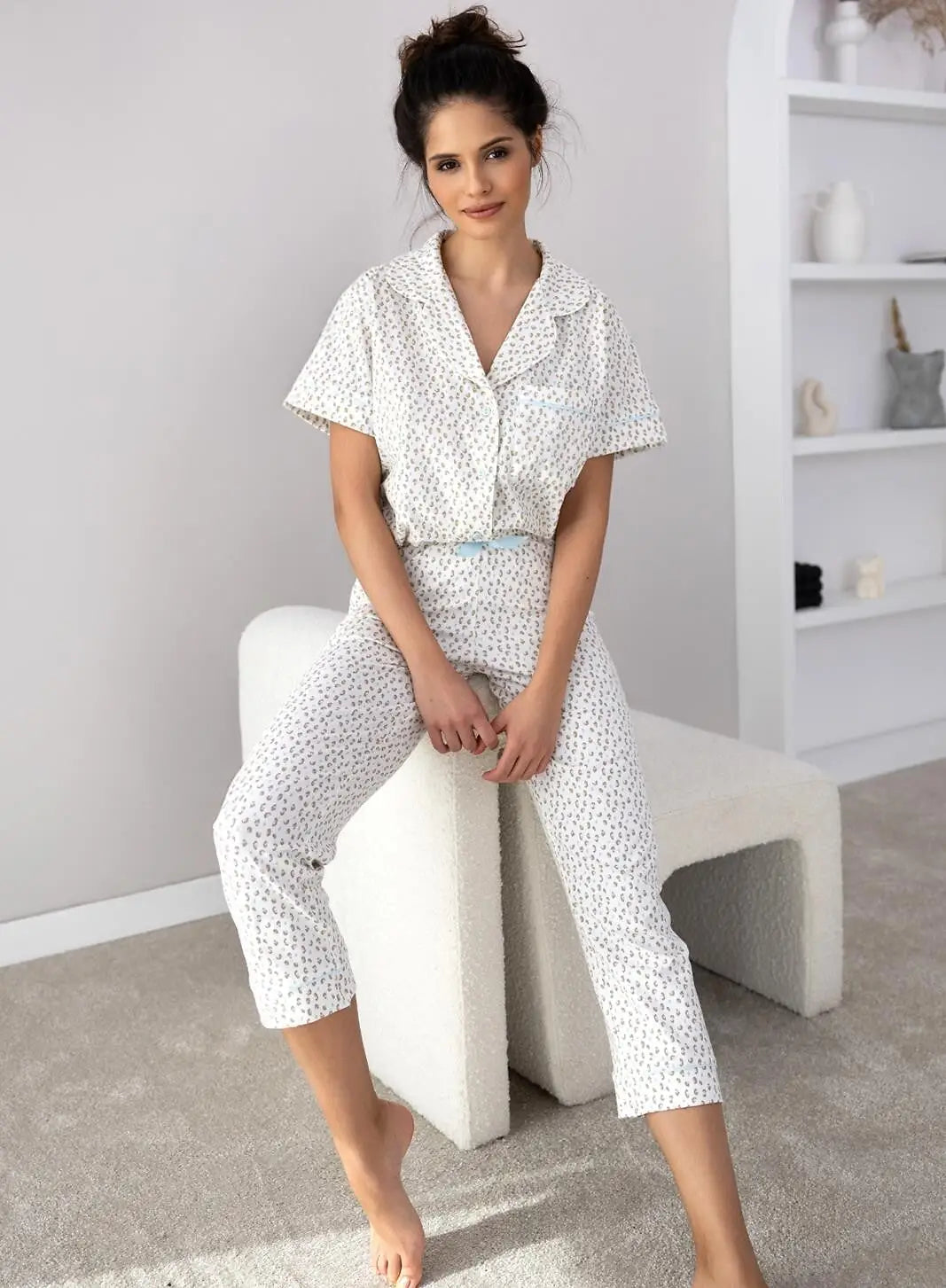 Pigiama aperto da donna in 100% cotone - marieta