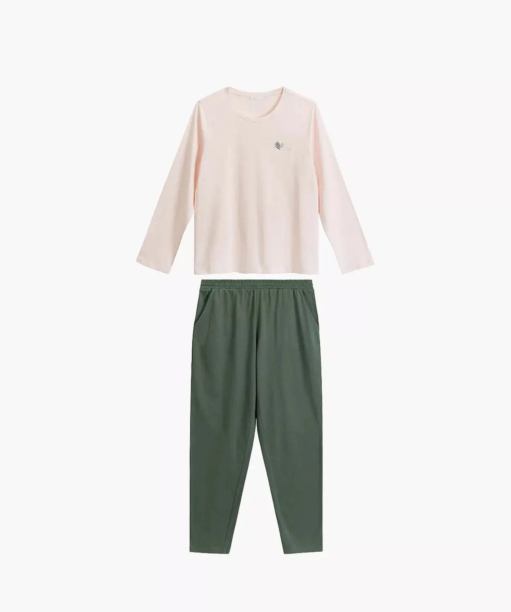 Pigiama classico da donna in cotone con ricamo - nlp-498