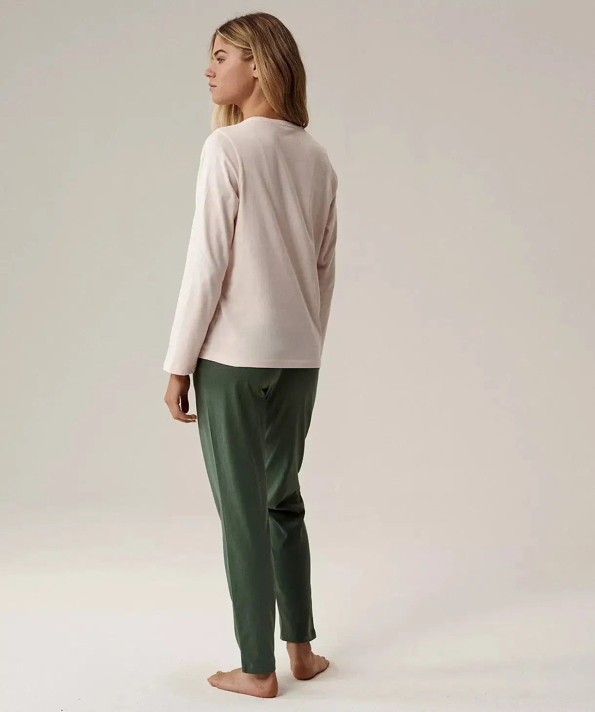 Pigiama classico da donna in cotone con ricamo - nlp-498