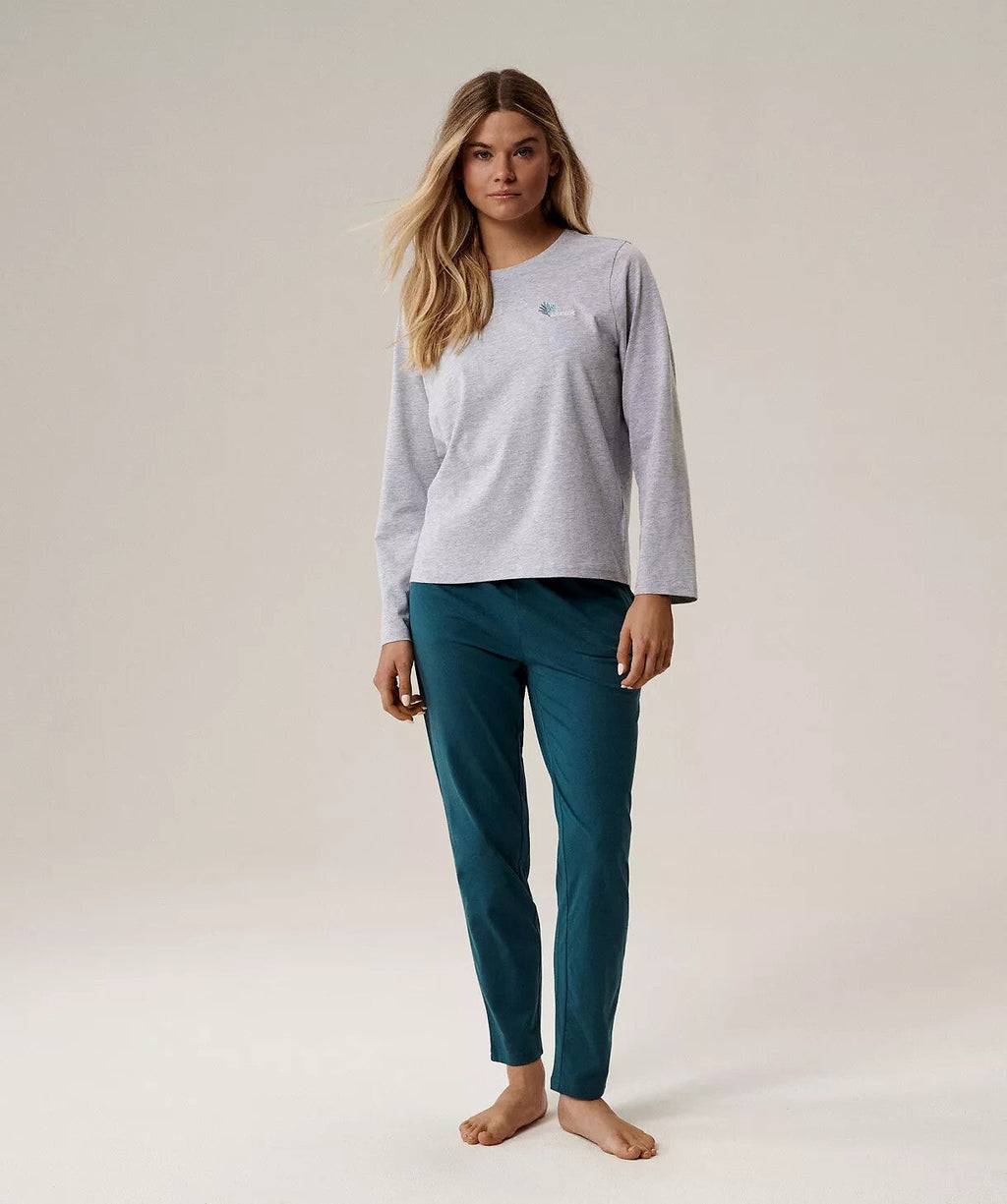 Pigiama classico da donna in cotone con ricamo - nlp-498