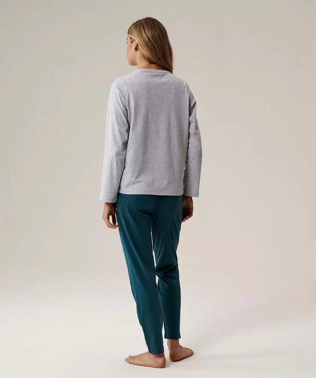 Pigiama classico da donna in cotone con ricamo - nlp-498