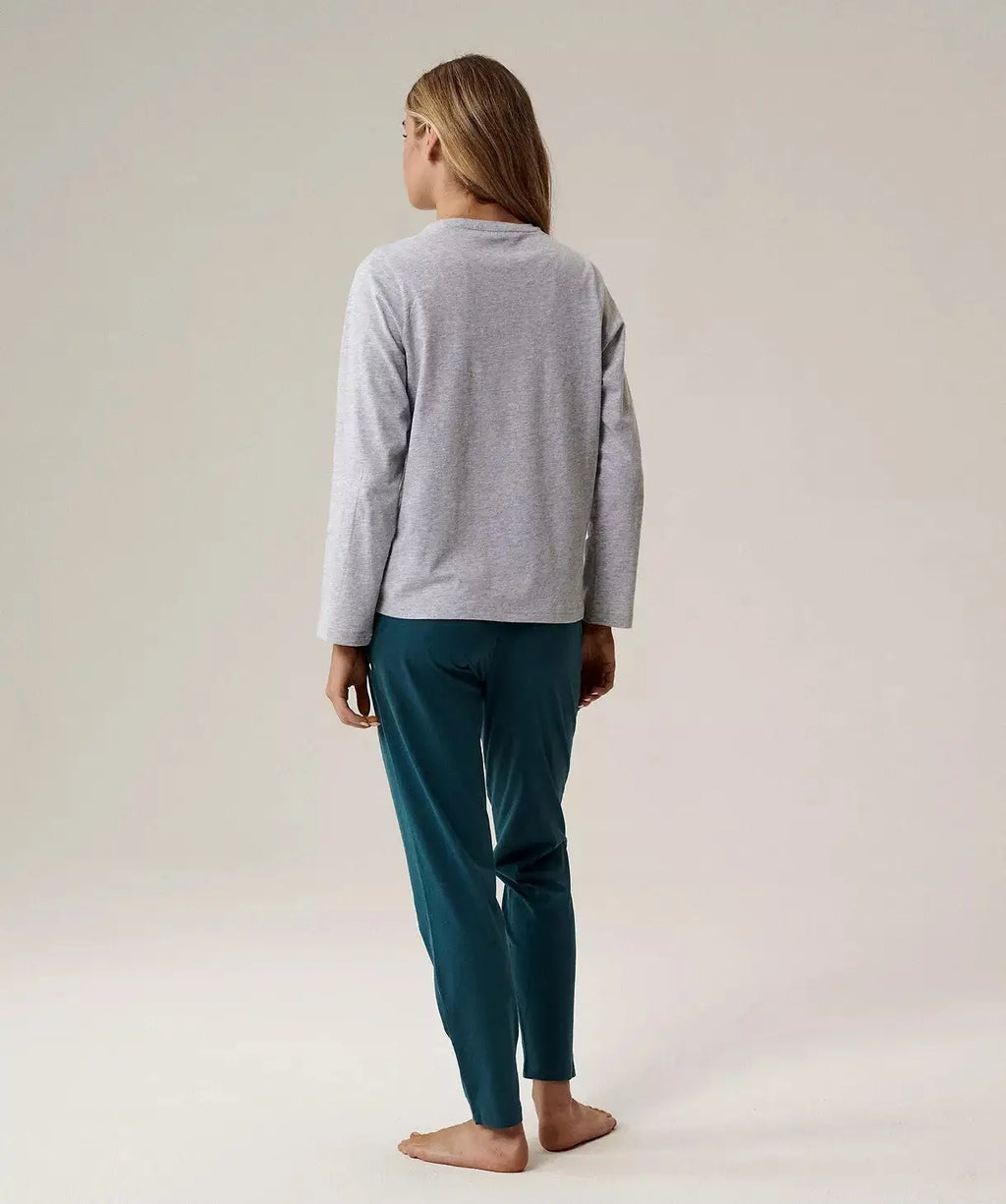 Pigiama classico da donna in cotone con ricamo - nlp-498