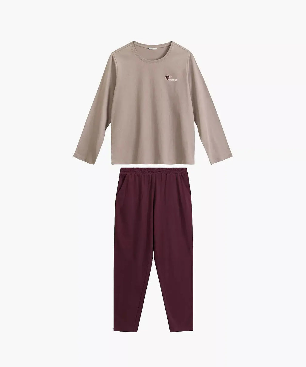 Pigiama classico da donna in cotone con ricamo - nlp-498