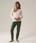 Pigiama classico da donna in cotone con ricamo - nlp-498
