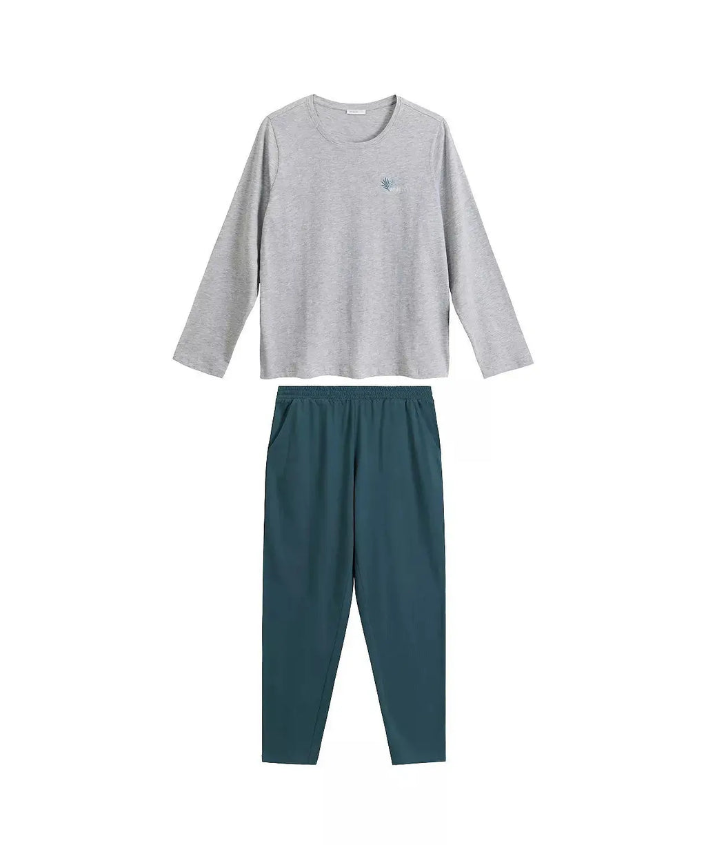 Pigiama classico da donna in cotone con ricamo - nlp-498