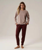 Pigiama classico da donna in cotone con ricamo - nlp-498