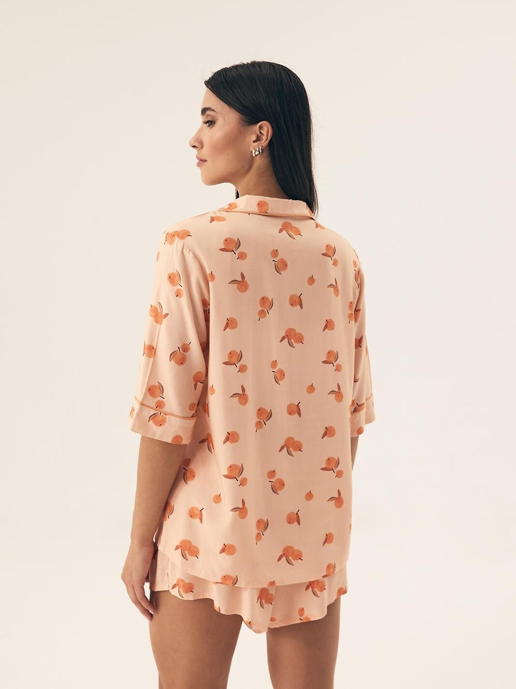 Pigiama corto aperto con bottoni da donna naranja