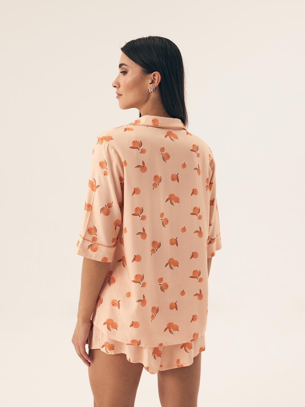 Pigiama corto aperto con bottoni da donna naranja