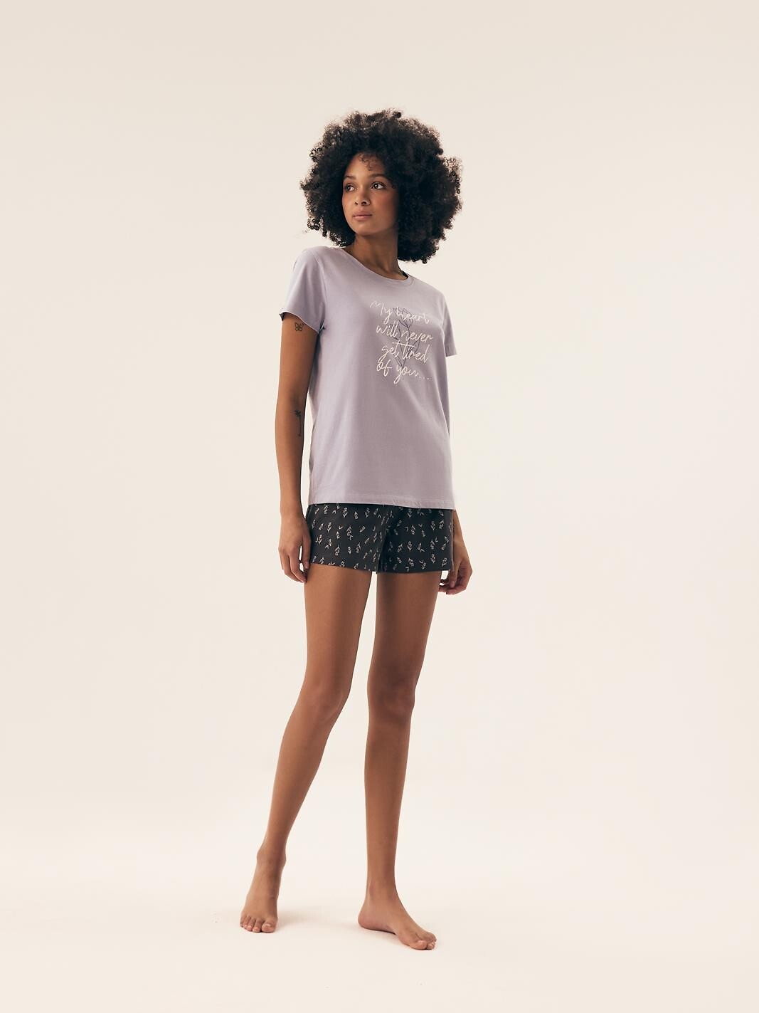Pigiama corto da donna in 100% cotone naturaleza
