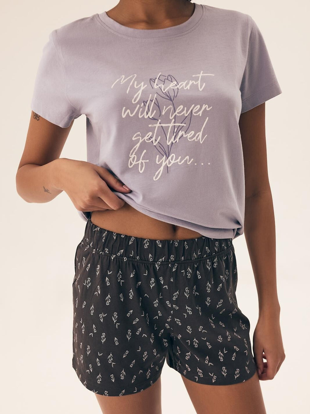 Pigiama corto da donna in 100% cotone - naturaleza