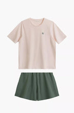 Pigiama corto da donna in cotone con ricamo - nlp-498e