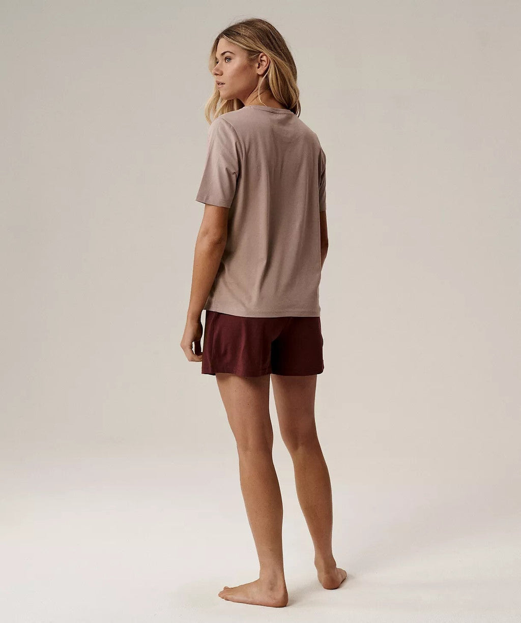 Pigiama corto da donna in cotone con ricamo - nlp-498e