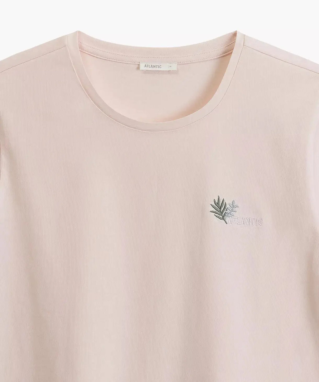 Pigiama corto da donna in cotone con ricamo - nlp-498e