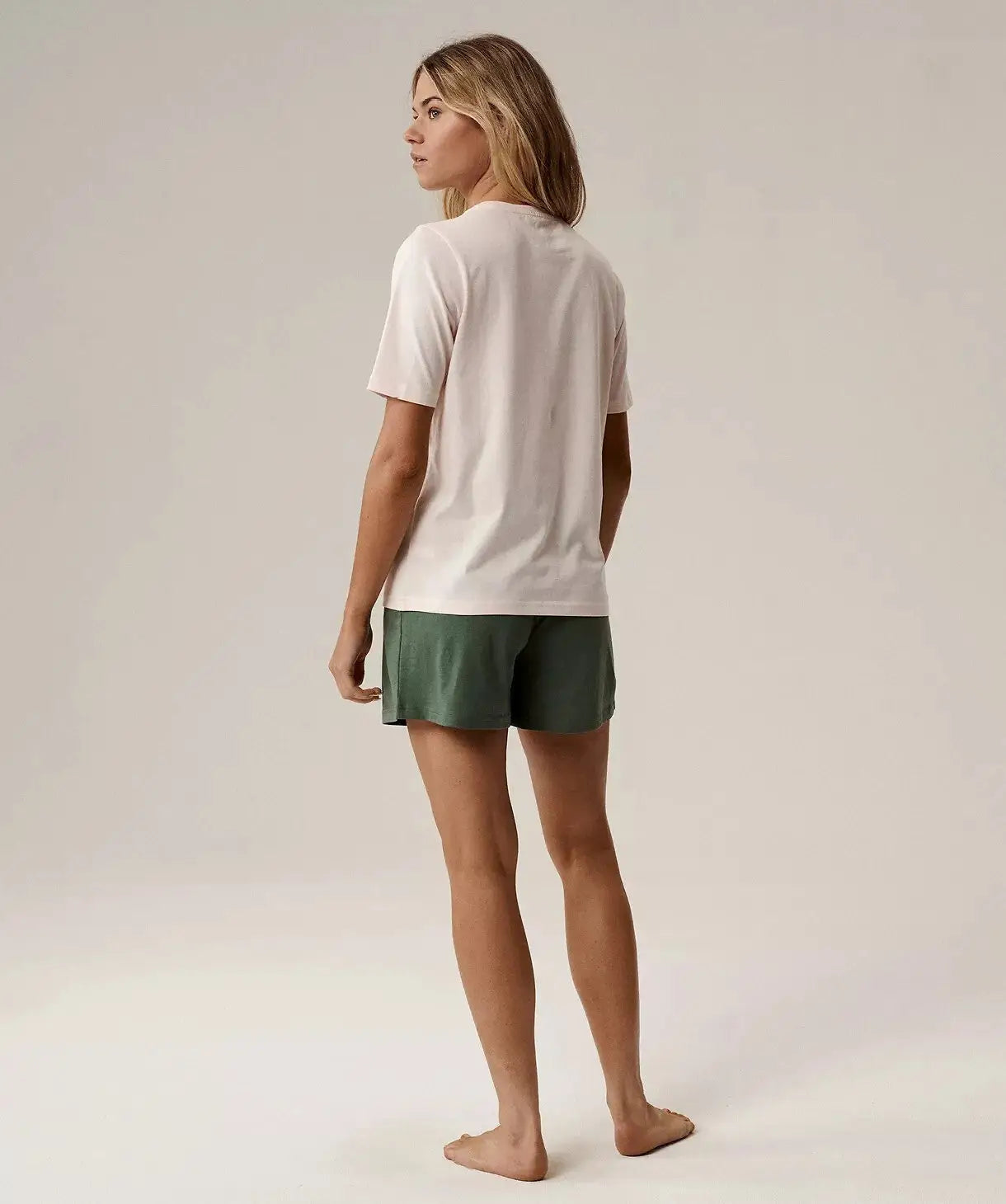 Pigiama corto da donna in cotone con ricamo - nlp-498e