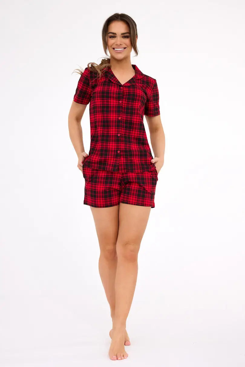 Pigiama corto da donna in cotone stile camicia | tracy 2