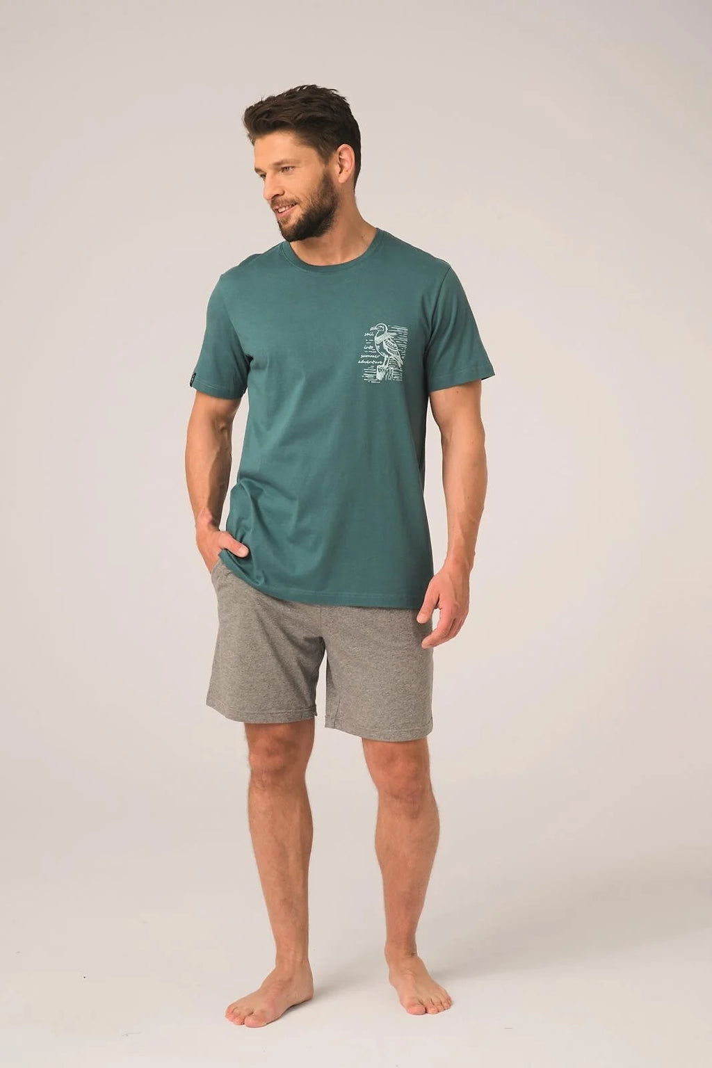 Pigiama corto da uomo in 100% cotone - mns 741