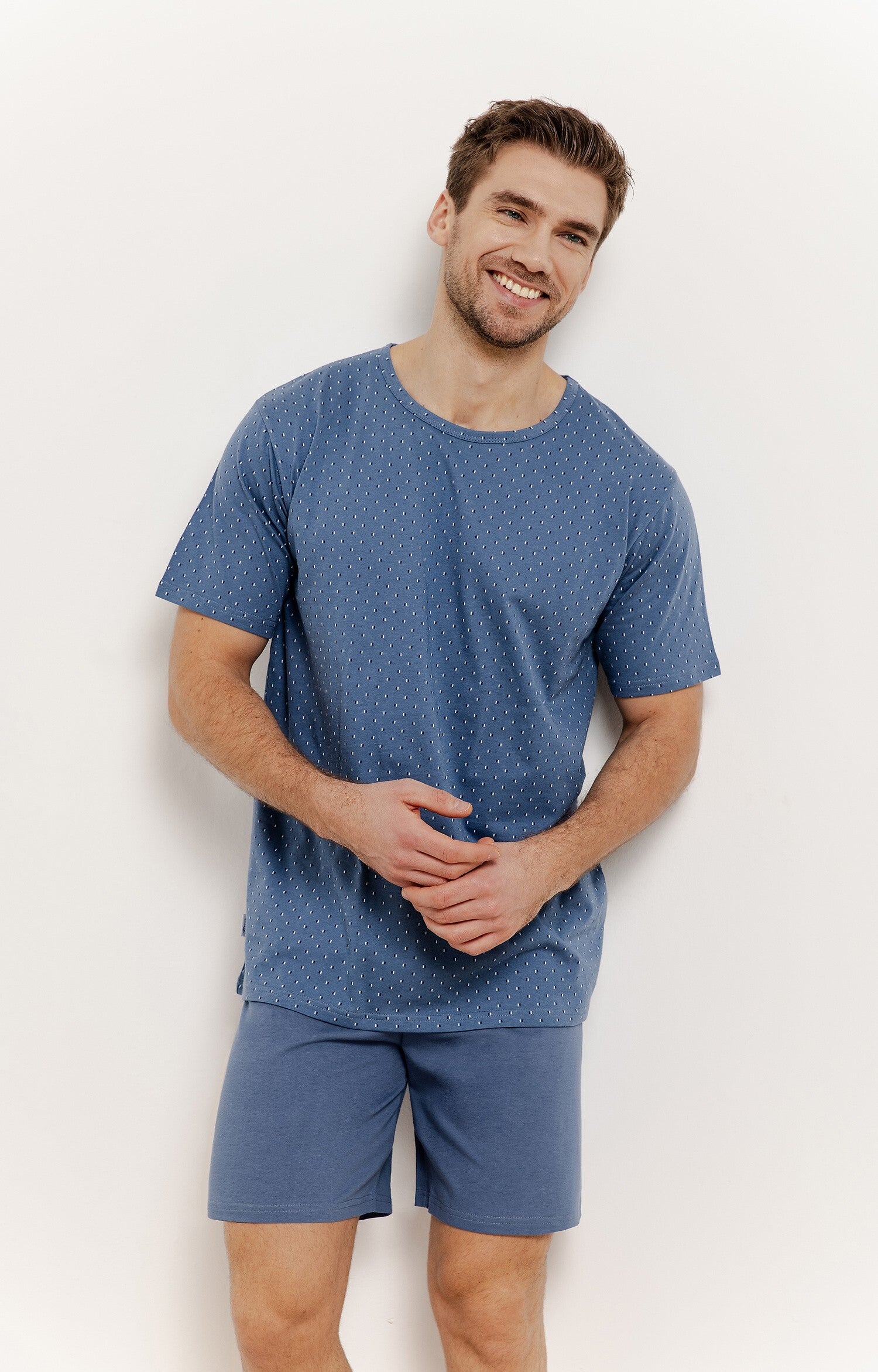 Pigiama corto da uomo in puro cotone - nick