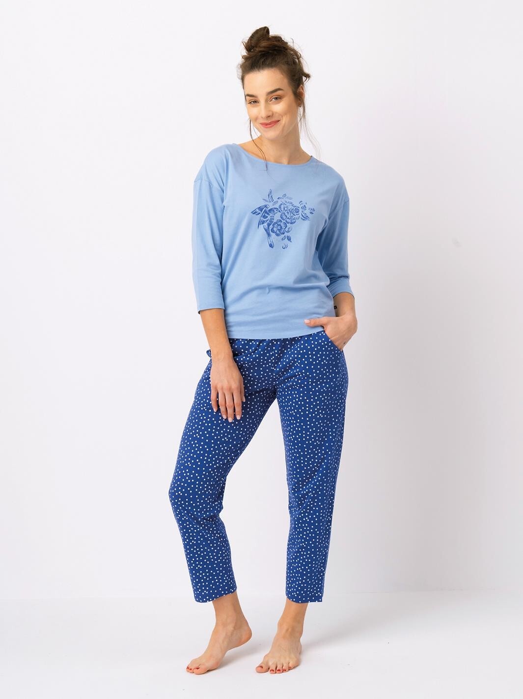 Pigiama da donna con manica 3/4 lns 550 100% cotone