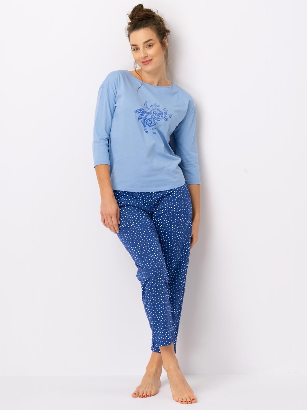 Pigiama da donna con manica 3/4 lns 550 100% cotone