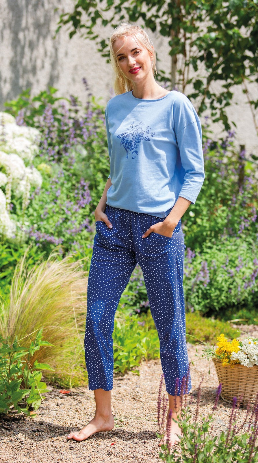 Pigiama da donna con manica 3/4 - lns 550 - 100% cotone