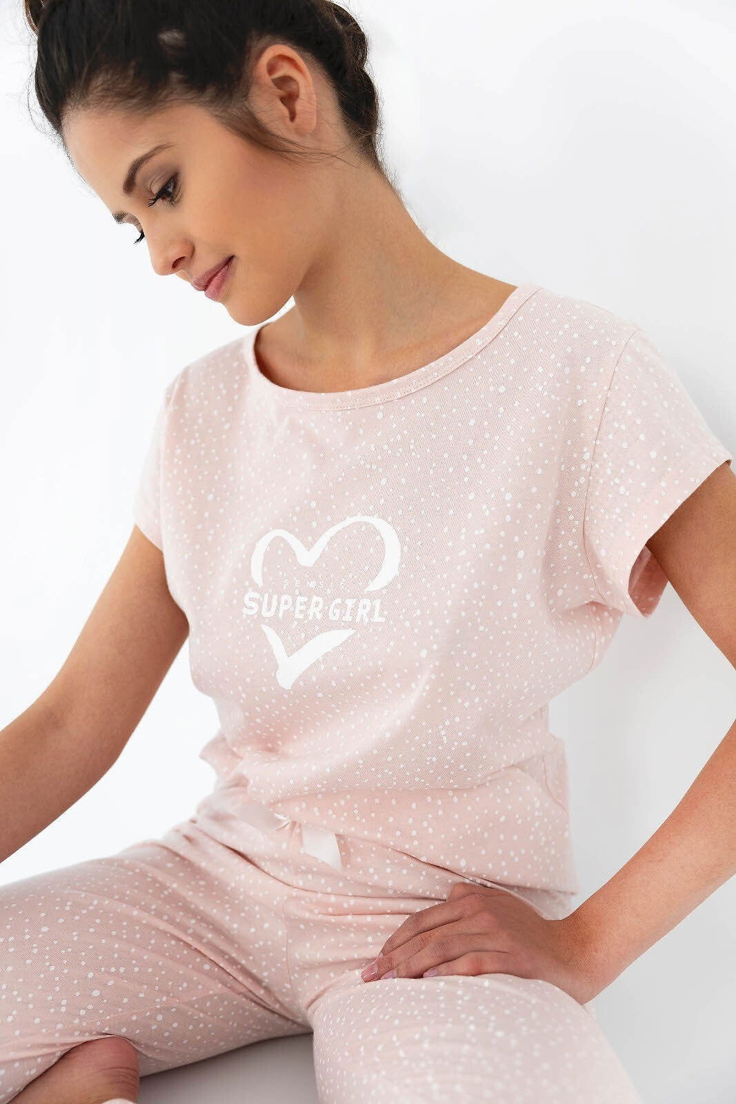 Pigiama da donna estivo in puro cotone super girl only love