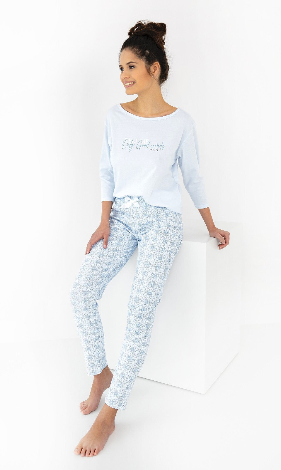 Pigiama da donna in 10% cotone marina
